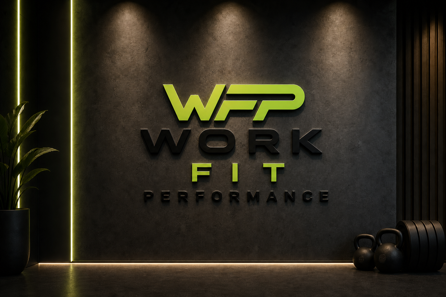WorkFitPerformance logo displayed in a professional training studio